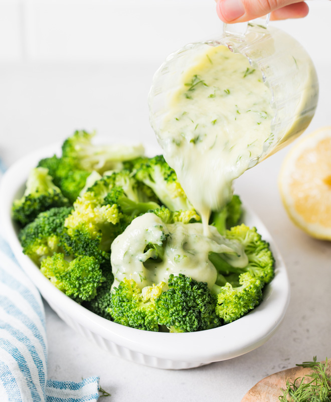 Broccoli With Zucchini Ranch Sauce