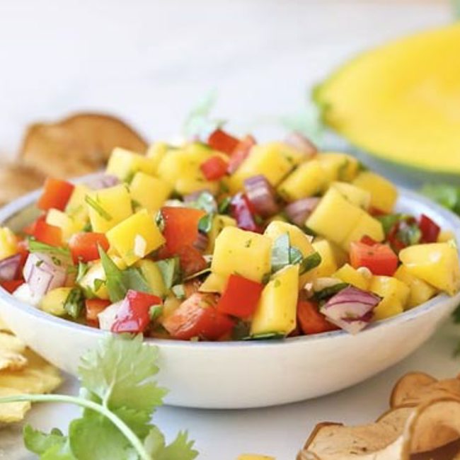 Pineapple & Apple Chips With Spicy Mango Salsa