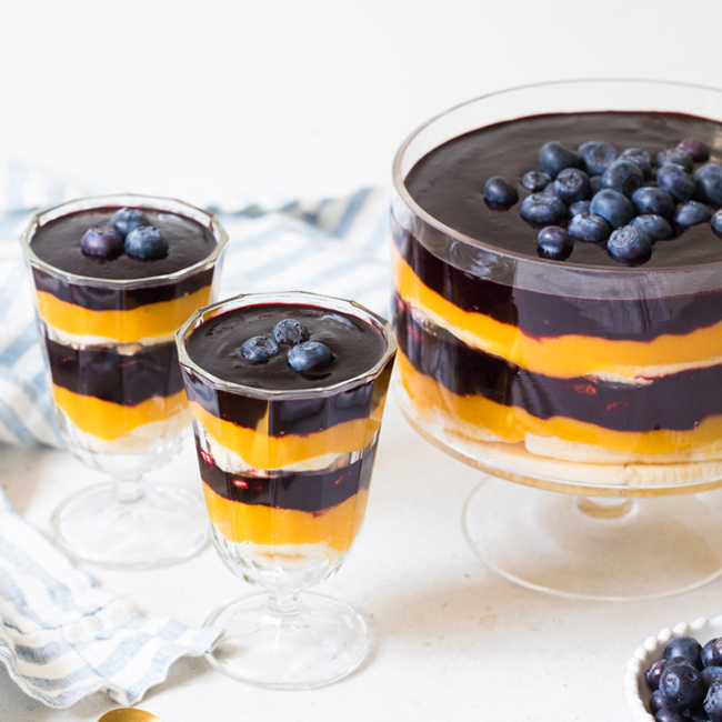 Banana, Mango & Wild Blueberry Trifle