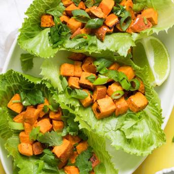 Spicy Sweet Potato Lettuce Wraps