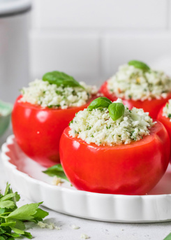 Stuffed Tomatoes With Herbed Cauliflower Rice