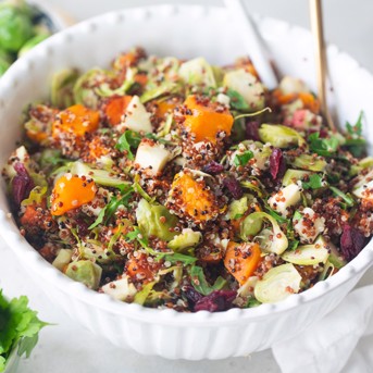 Warm Quinoa Brussels Sprouts Salad